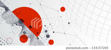 Technology and science geomtric banner or header. Connected neural network visualization 134157205