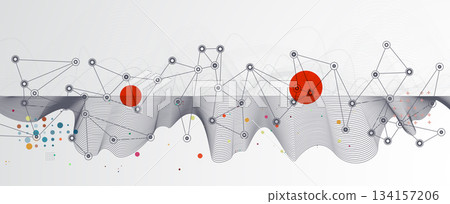 Technology and science geomtric banner or header. Connected neural network visualization 134157206
