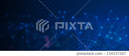 Technology and science geomtric banner or header. Connected neural network visualization Technology and science geomtric banner or header. Connected neural network visualization 134157207