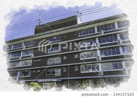 Watercolor style, Kami-Suwa, Suwa City Hall, Suwa City, Nagano Prefecture 134157320