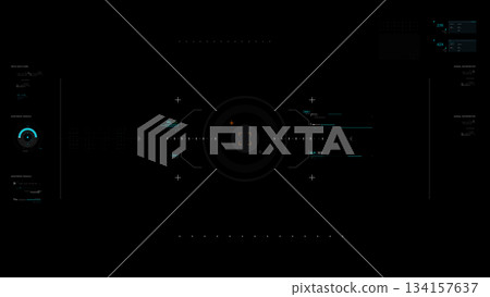 Futuristic AI Technology HUD Interface Vector Illustration video Overlay template 007 134157637
