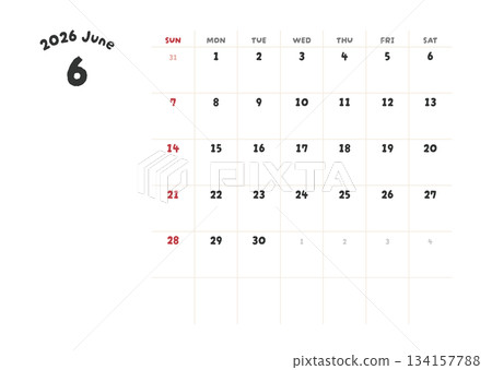 2026年6月曆 2026年6月曆 134157788