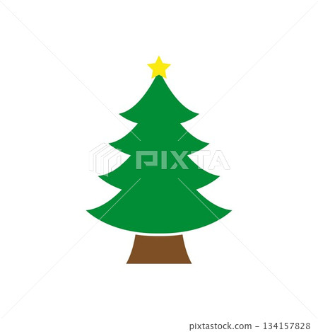 Decorated Christmas Tree, Holiday Light Tree, Ornaments, Icon Vector Illustration Background 134157828