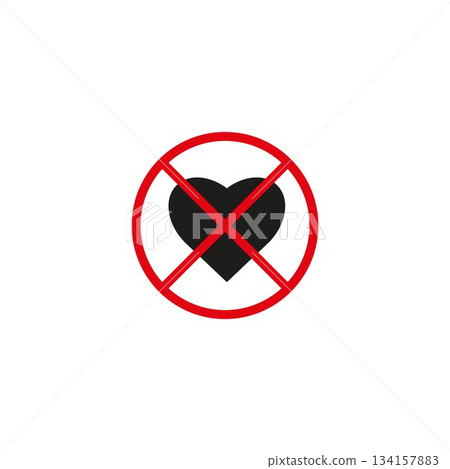 No love sign isolated on white background . No love heart sign vector 134157883