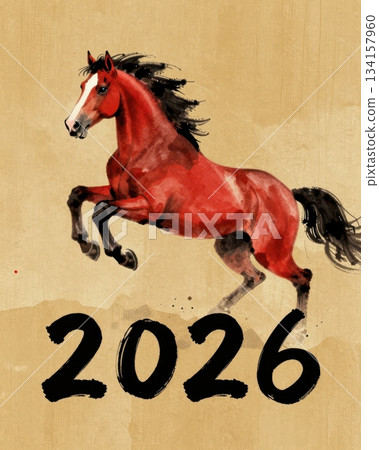 2026 Horse year theme for new year. 134157960