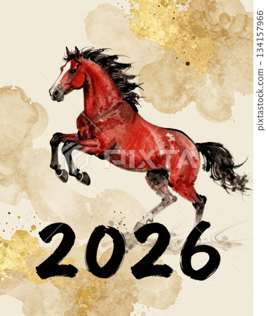 2026 Horse year theme for new year. 134157966
