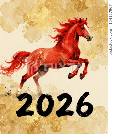 2026 Horse year theme for new year. 134157967