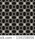 Vector geometric floral pattern. Ornamental seamless texture in traditional ethnic style. Abstract monochrome ornament with flower shapes. 134158056