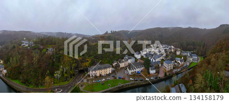 Esch-Sur-Sure, Wiltz, Grand Duche De Luxembourg, December 7, 2025, Panoramic Meander Valley Panorama Esch-Sur-Sure, Wiltz, Grand Duche De Luxembourg, December 7, 2025, Panoramic Meander Valley Panorama 134158179