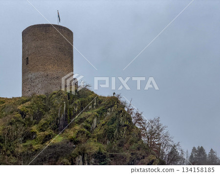 Esch-Sur-Sure, Wiltz, Grand Duche De Luxembourg, December 7, 2025, Historic stone edifice perched on 134158185