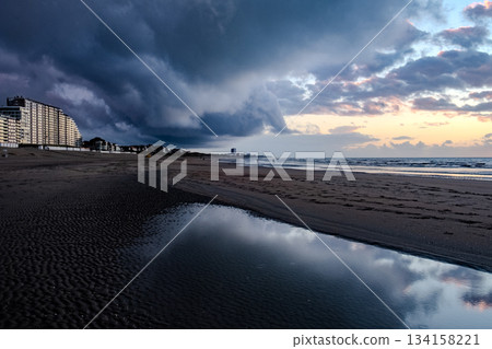 Nieuwpoort, West-Vlaanderen, Belgium, September 13th, 2025, A Dramatic and Striking Seascape with Nieuwpoort, West-Vlaanderen, Belgium, September 13th, 2025, A Dramatic and Striking Seascape with 134158221