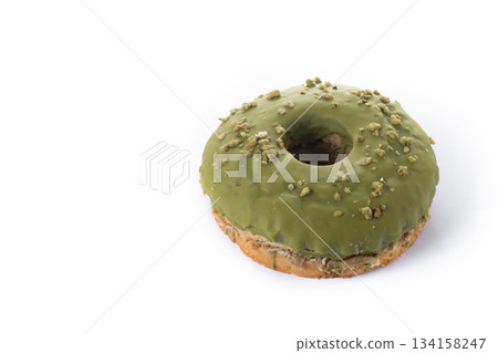 Pistachio cake isolated on white background 134158247