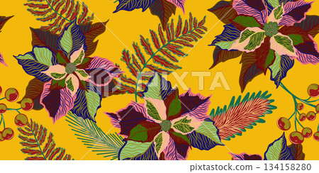seamless pattern with tropical leaves seamless pattern with tropical leaves 134158280