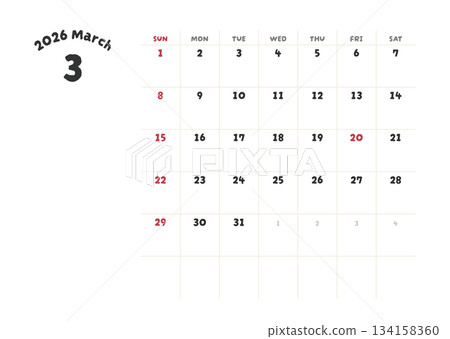 2026年3月曆 134158360