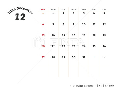 December 2026 Calendar 134158366
