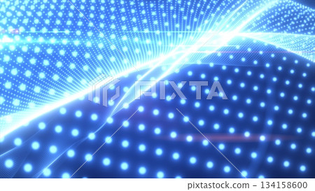 Blue glowing magic waves from energy particles abstract background 134158600
