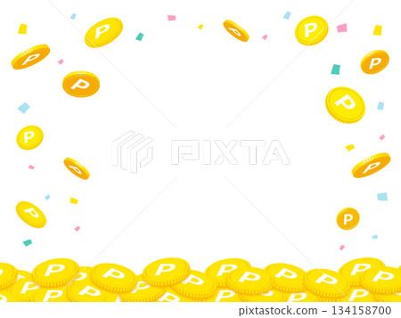 積分和硬幣彩帶促銷橫幅背景 積分和硬幣彩帶促銷橫幅背景 134158700