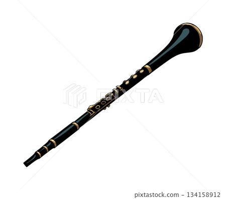 Vector line drawing of clarinet 134158912