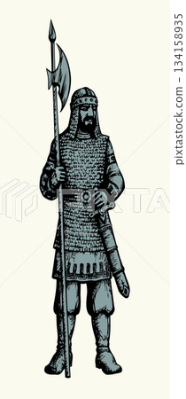 Vector drawing. Old brave warrior 134158935