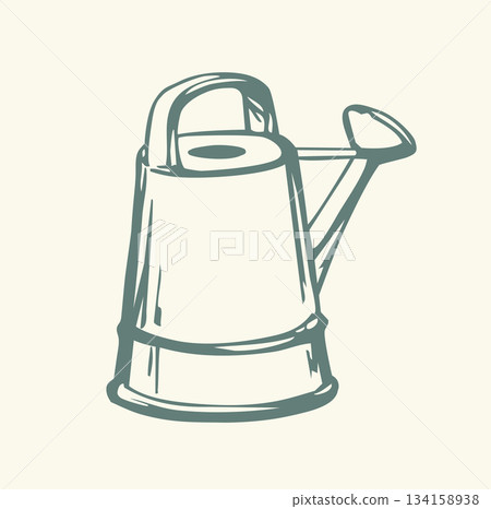 Vector drawing. Garden watering can Vector drawing. Garden watering can 134158938