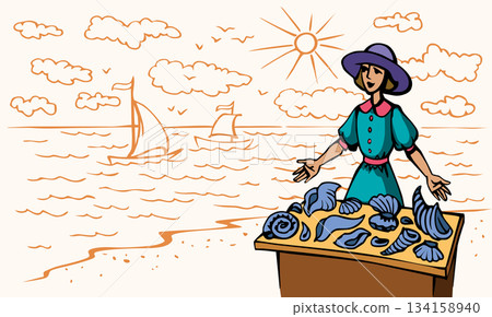 Vector illustration of a boats in the sea Vector illustration of a boats in the sea 134158940