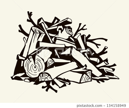 Vector drawing. A bunch of branches. Vector drawing. A bunch of branches. 134158949