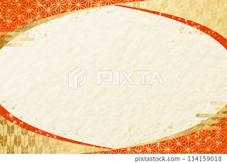 奢華日式圖案弧形邊框,日式紙背景,2026年新年賀卡 奢華日式圖案弧形邊框,日式紙背景,2026年新年賀卡 134159018