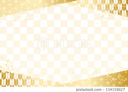 2026 New Year's card Japanese pattern golden background 134159027