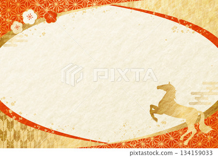 Luxurious Japanese pattern, Year of the Horse, Japanese paper background, New Year, New Year's card, 2026 134159033
