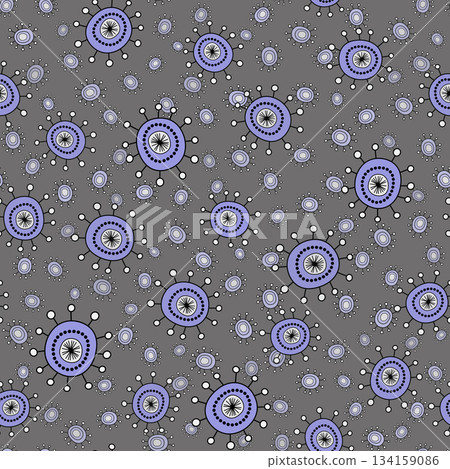Set of seamless pattern of floral elements. Lavender gray flowers on white and dark gray background 134159086