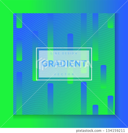 Gradient background. Green and blue card design, line graphic for presentation. Social media post template. Square poster and flyer modern style graphic. Minimal business backdrop. Vector illustration 134159211