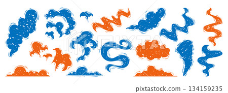 Smoke swirls. Cloud doodle. Scribble crayons color drawing. Abstract vapour shapes. Texture fog. Explosion haze. Cigarette flow. Mist blow. Chalk vignetting elements set. Vector ornament garish design Smoke swirls. Cloud doodle. Scribble crayons color drawing. Abstract vapour shapes. Texture fog. Explosion haze. Cigarette flow. Mist blow. Chalk vignetting elements set. Vector ornament garish design 134159235
