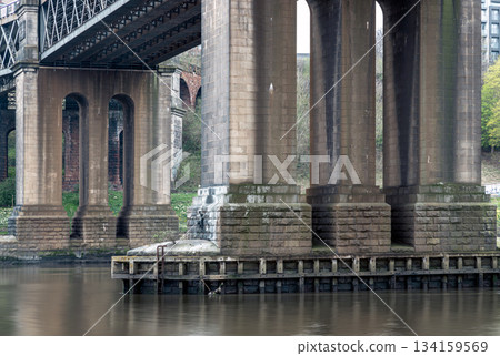 Foundation pillars abutment of The King Edward VII Bridge (Railway viaduct). 134159569