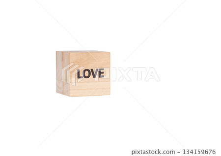 wooden cubes with the inscription Love on a white isolated background wooden cubes with the inscription Love on a white isolated background 134159676