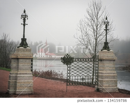 The gate to the park. Gatchina Priory Palace. Russia. The gate to the park. Gatchina Priory Palace. Russia. 134159786
