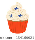 Patriotic cupcake with red wrapper and star sprinkles isolated vector 134160021