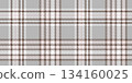 Seamless Grey and Brown Tartan Plaid Pattern with White and Pale Pink Accents in a Subtle Geometric Design. 134160025