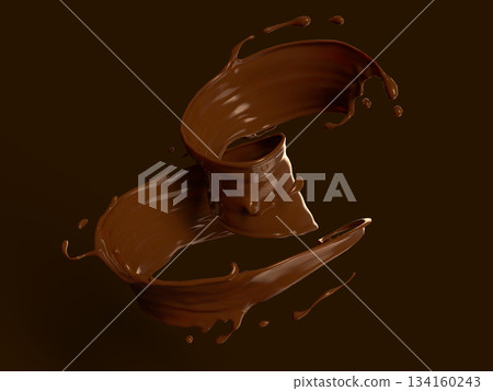 3D illustration of melted chocolate 3D illustration of melted chocolate 134160243