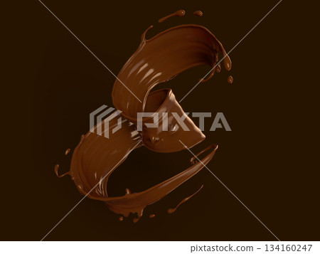 3D illustration of melted chocolate 3D illustration of melted chocolate 134160247