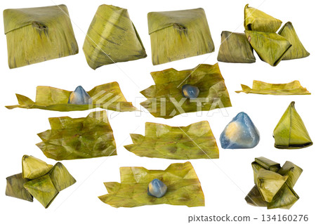 Dessert wrapped in banana leaves isolated on white background 134160276