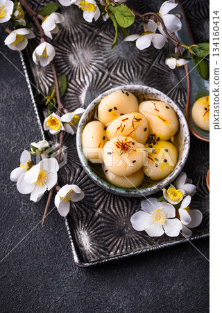 Tang yuan rice dumpling balls for Chinese lunar New year celebration 134160414