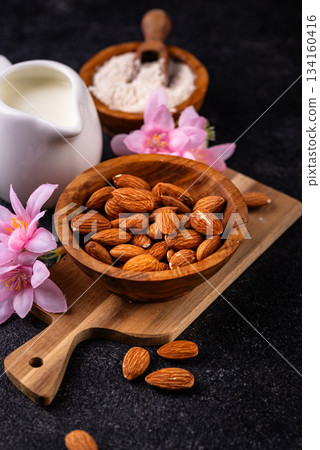 Almond alternative milk, oil and flour Almond alternative milk, oil and flour 134160416