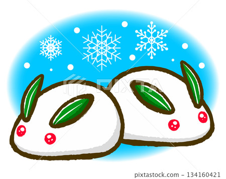 Cute doodle illustration of a snow rabbit 4 Cute doodle illustration of a snow rabbit 4 134160421