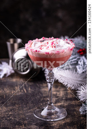 Christmas drink pink peppermint martini Christmas drink pink peppermint martini 134160424