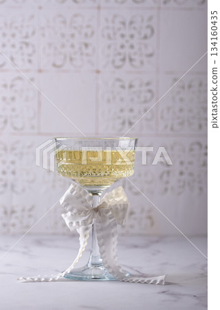 Champagne glass, traditional New year drink 134160435