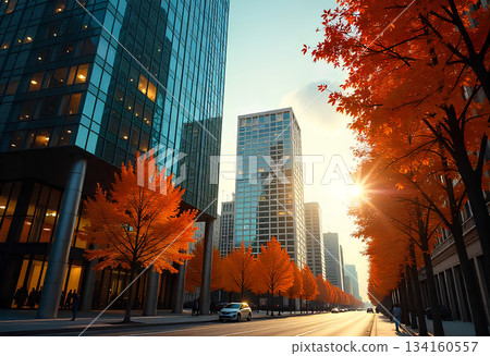 urban scene with office building and city urban scene with office building and city 134160557