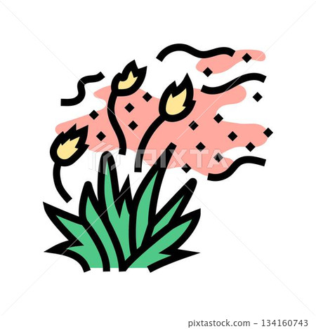 grass field releasing pollen color icon vector illustration 134160743