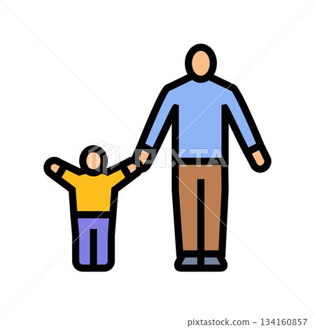 stay at home parent child color icon vector illustration 134160857