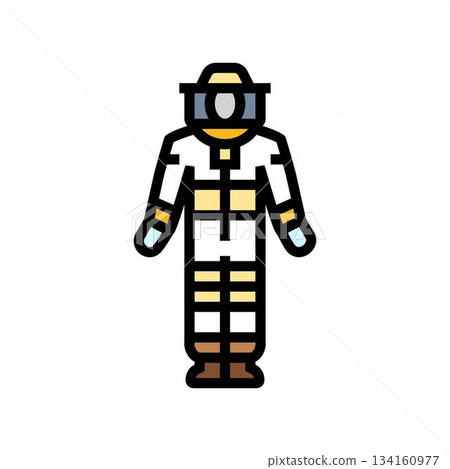 beekeeper protective suit and veil color icon vector illustration 134160977