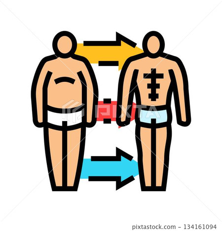 before and after muscle transformation color icon vector illustration before and after muscle transformation color icon vector illustration 134161094